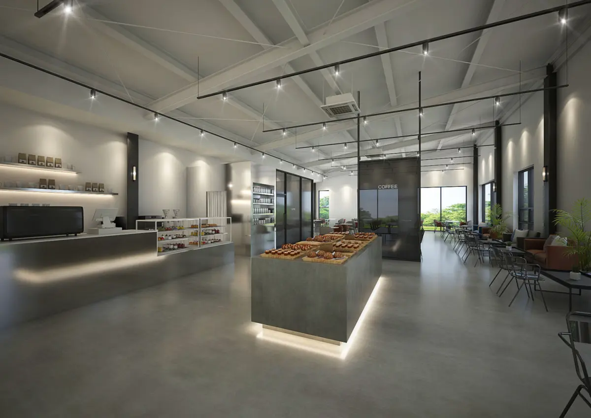 콘크리트 감성의 모던 인더스트리얼 카페